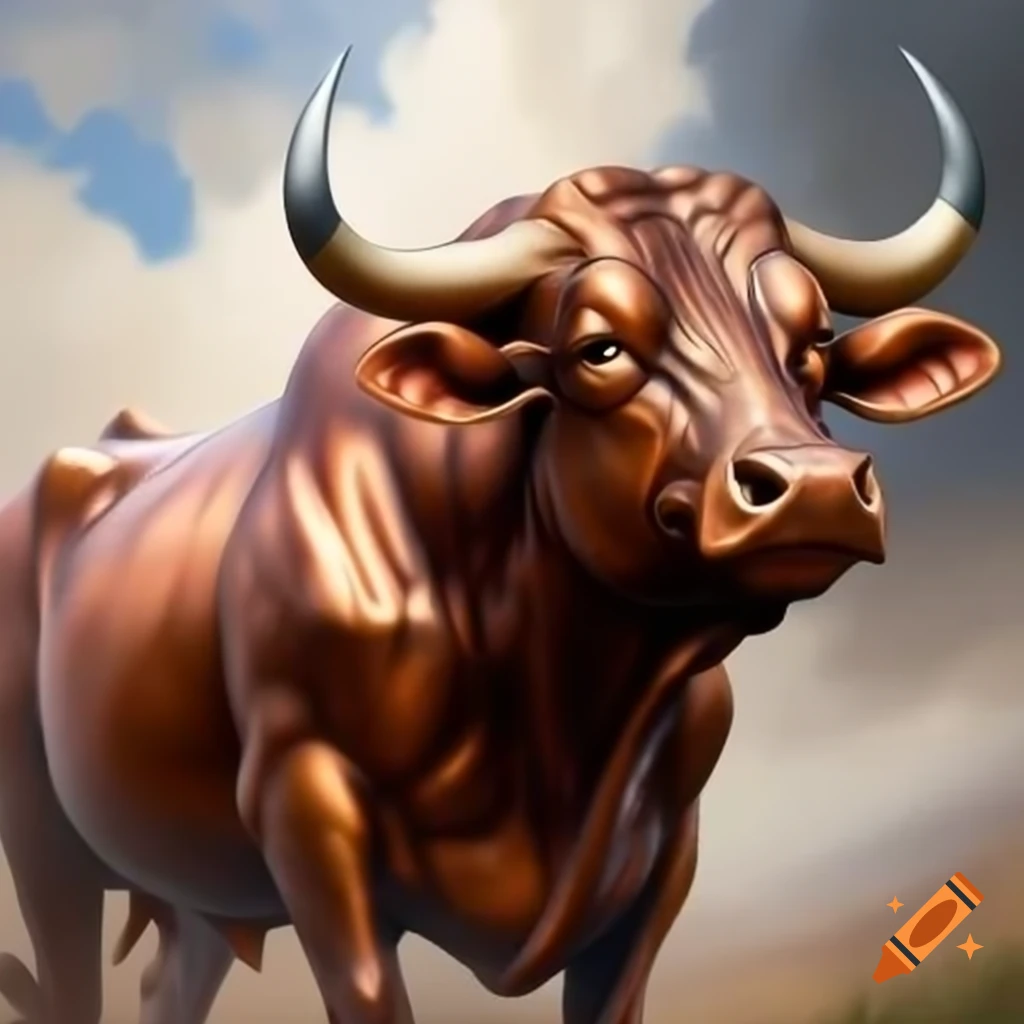 Realistic 4K quality image of a copper bull