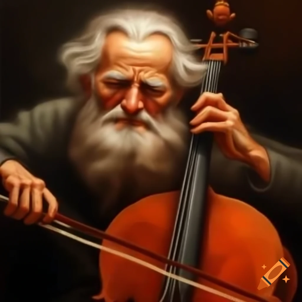 Elderly man playing cello