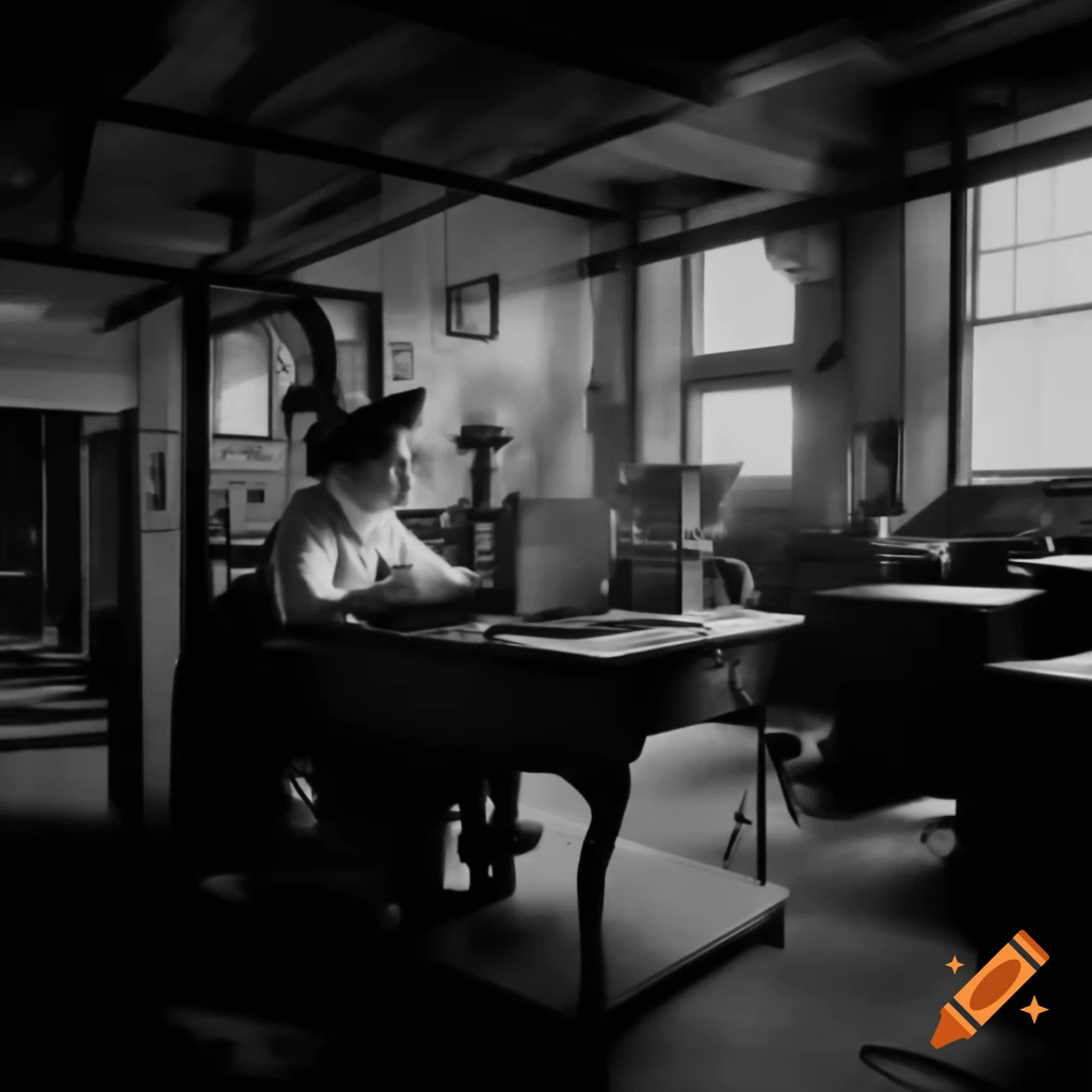 Traditional British headmaster in 1960s Victorian school office