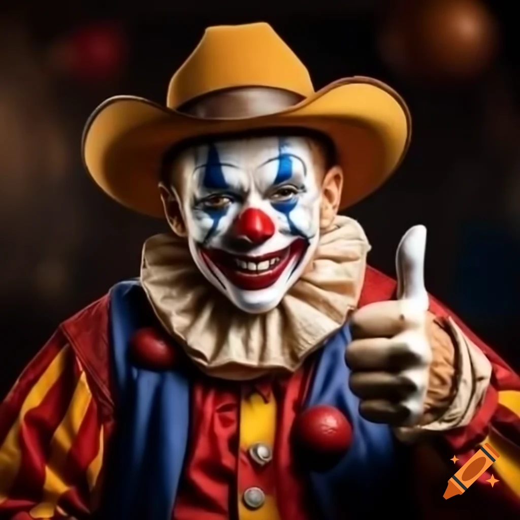 Cowboy clown giving thumbs up gesture