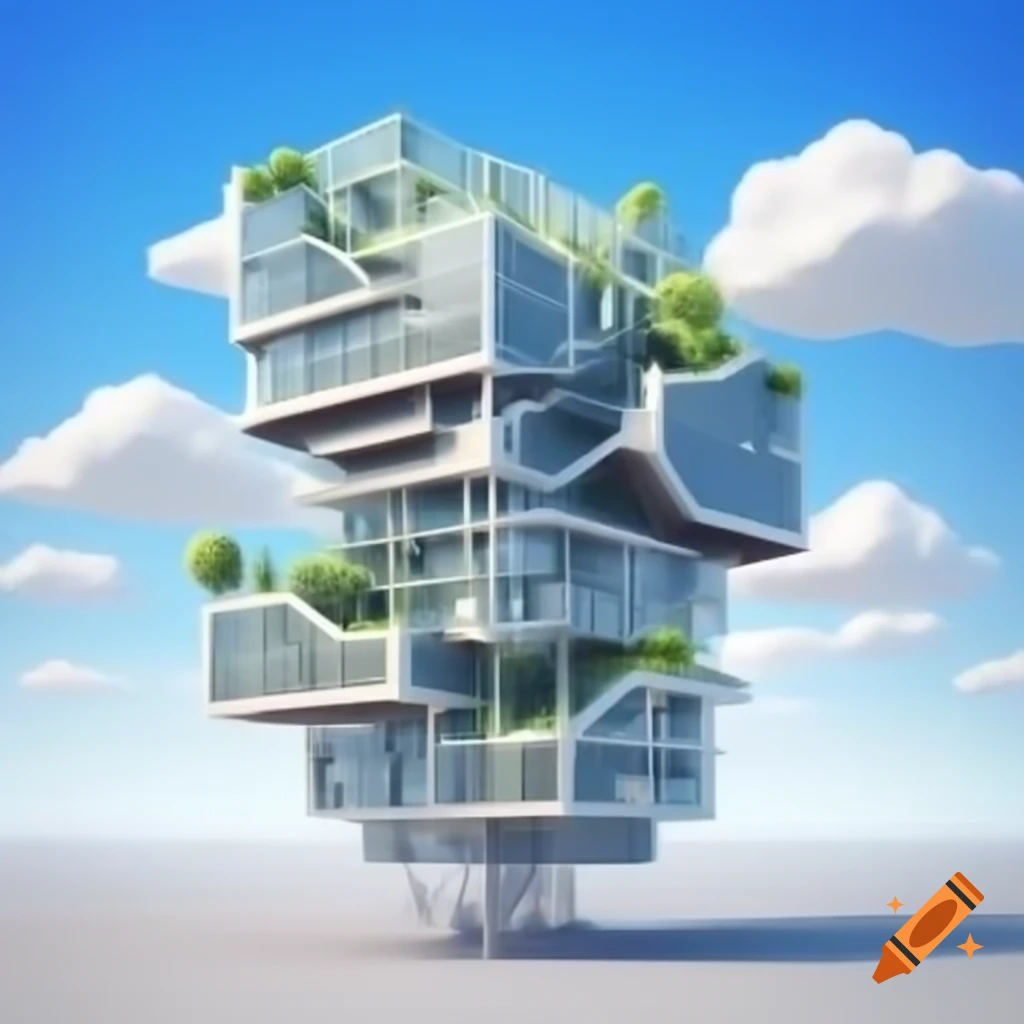 3D building against open sky