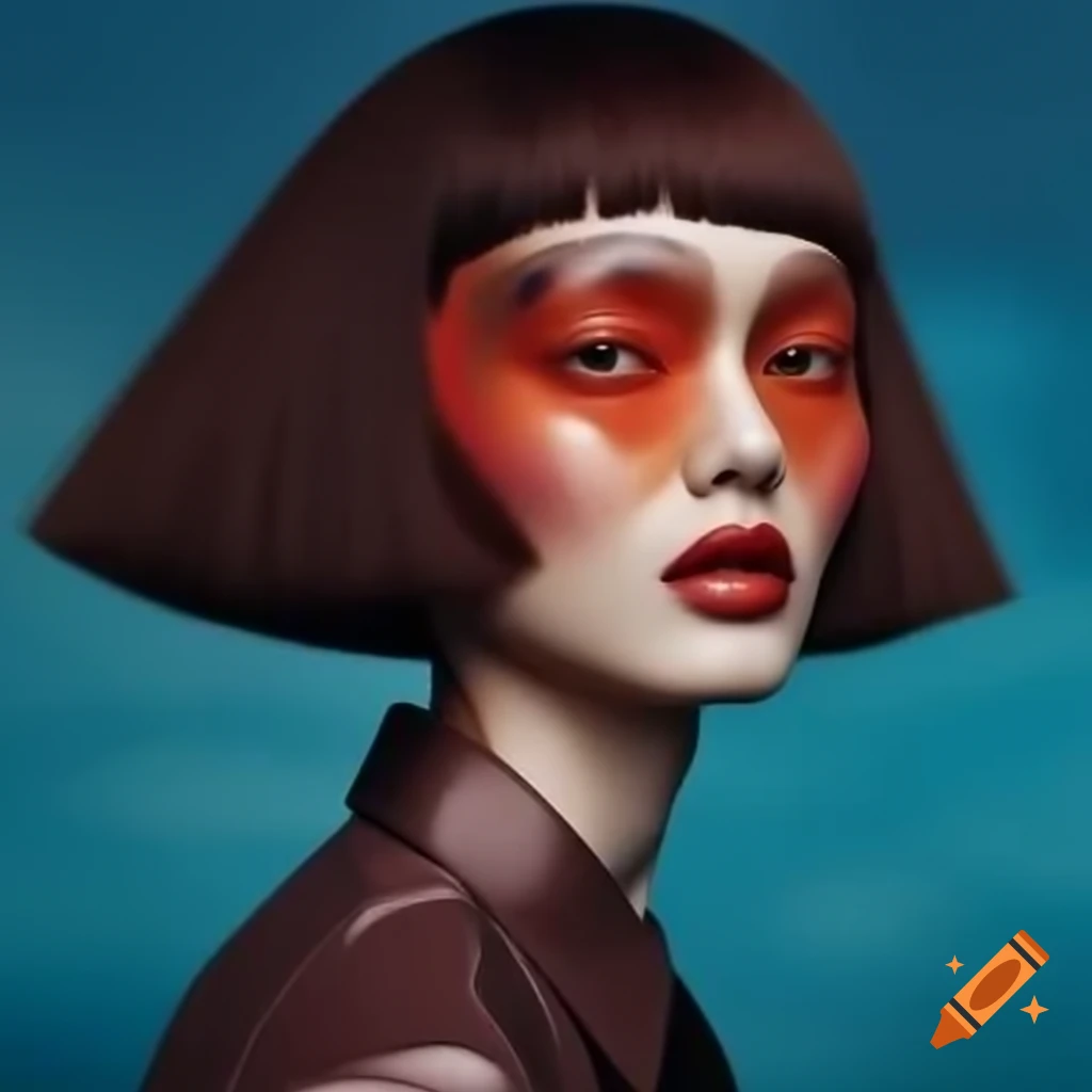 Cottage Core fashion portrait with smart mod styling in surreal atmosphere