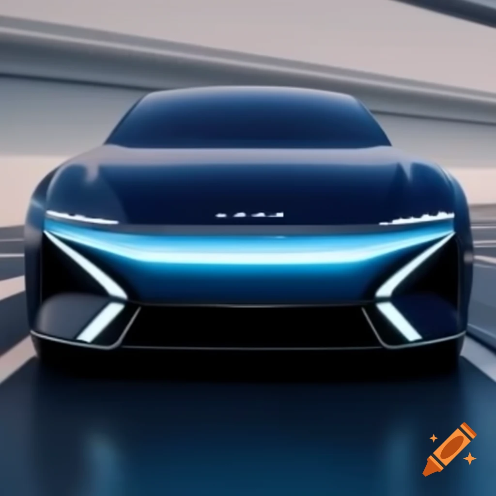 Futuristic hyper sedan concept car design, 2025 style front view