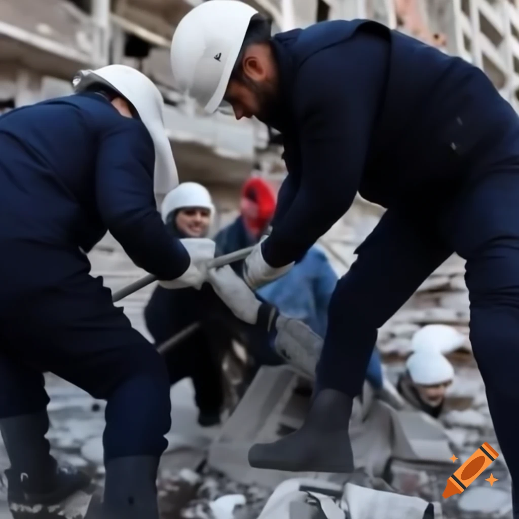 Rescue team clearing rubble to save child during crisis in Ankara
