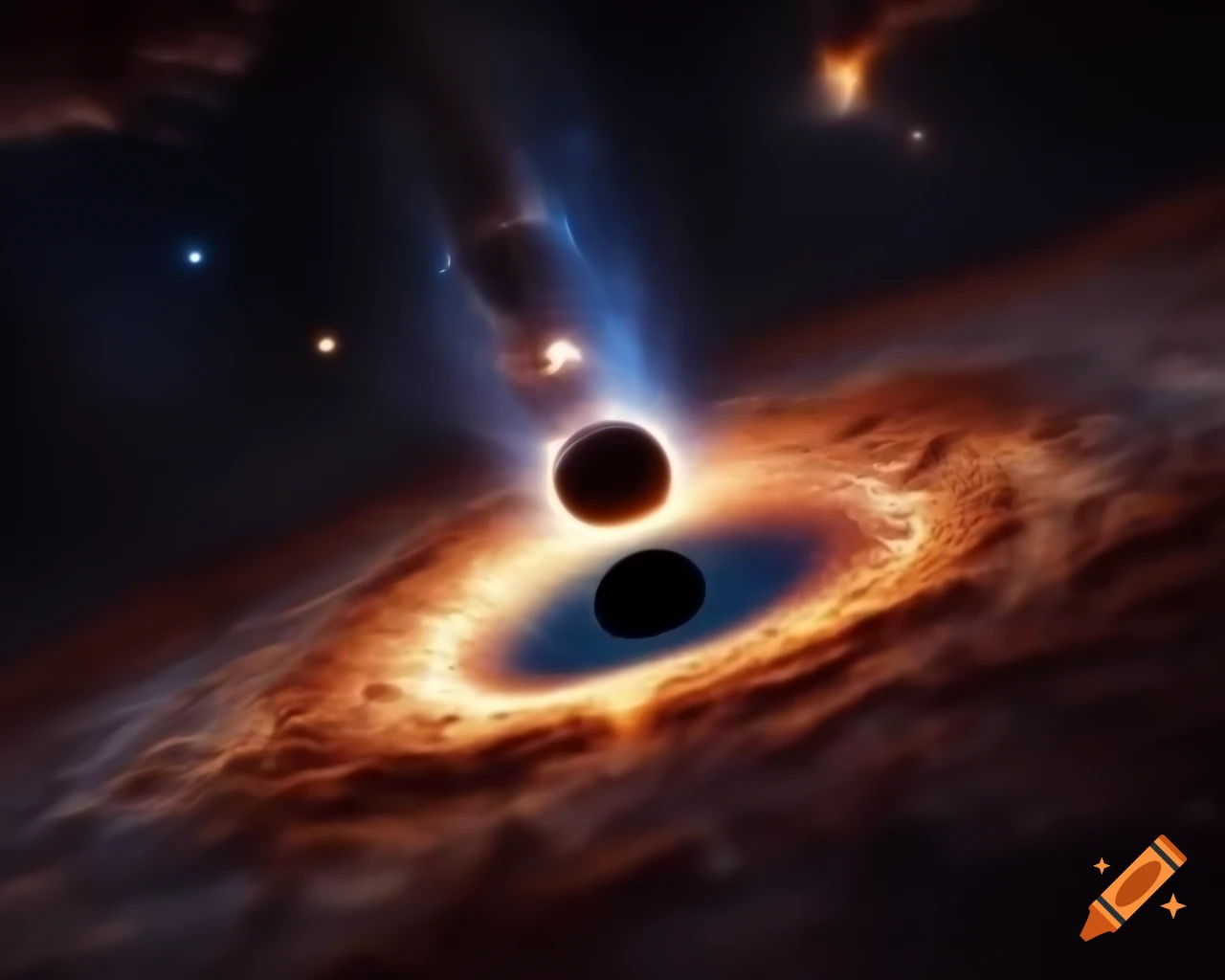 Realistic black hole in star-filled space using advanced rendering techniques