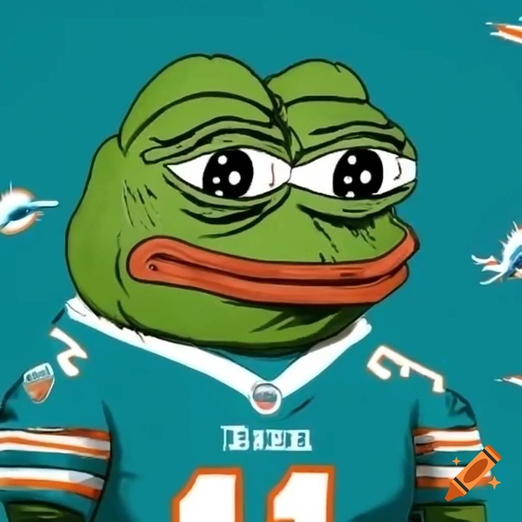 Frog Meme Character Pepe Wearing Miami Dolphins Jersey On Craiyon