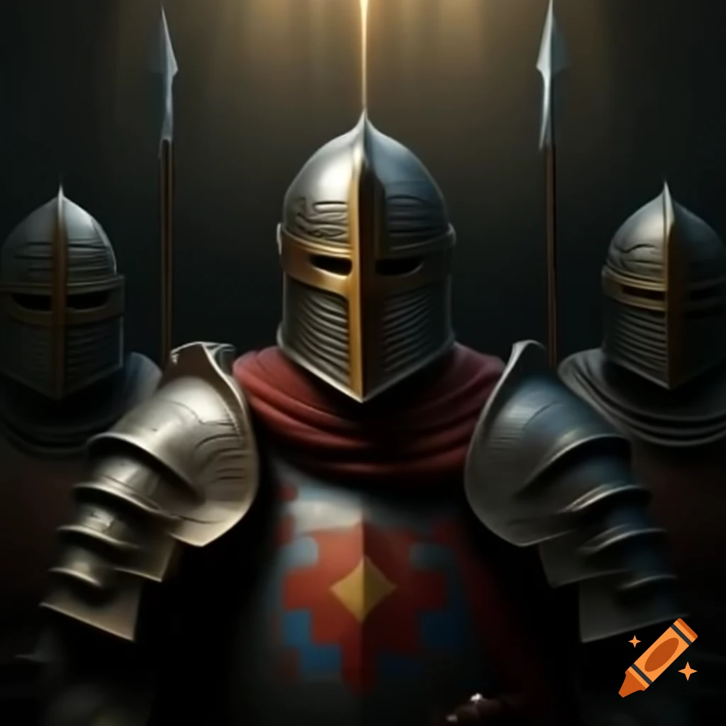 Knight in armor standing forward