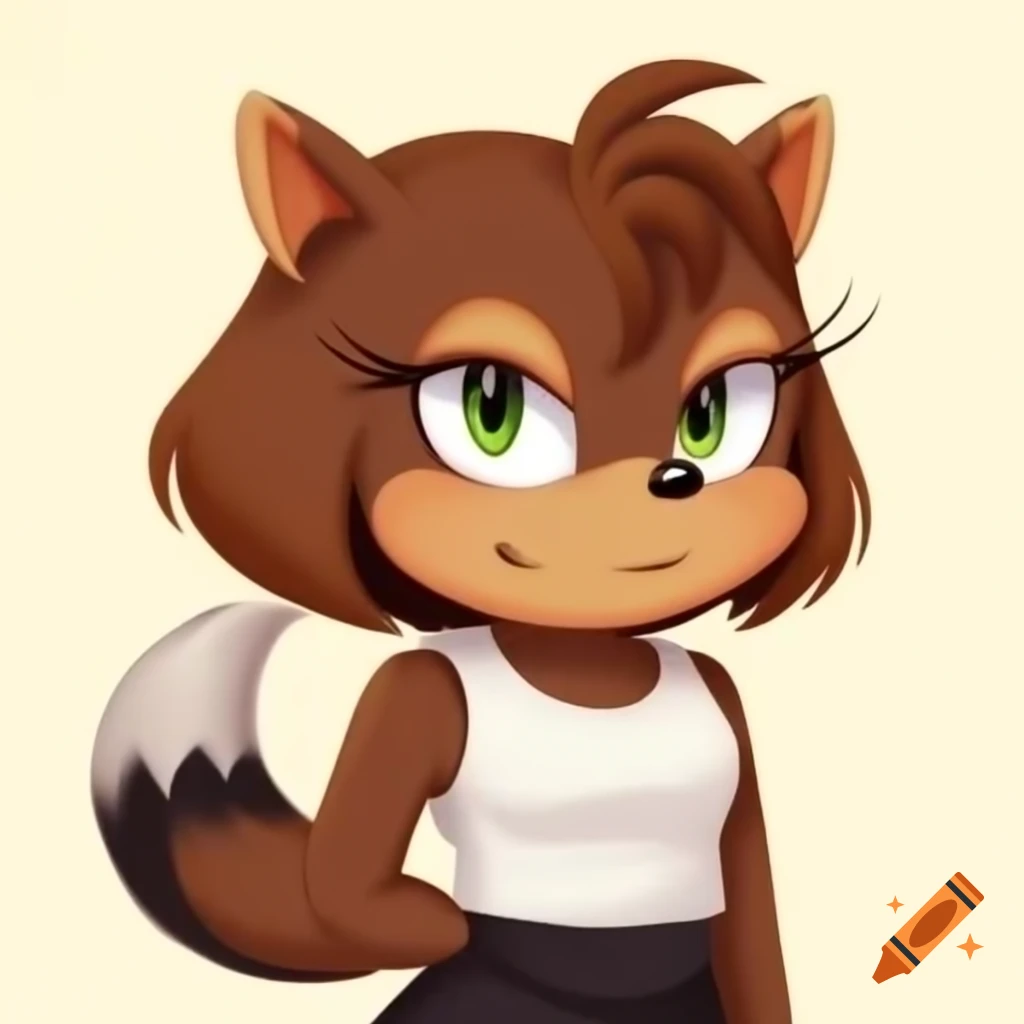 Stylized character from sonic boom wearing white tank top and black dog