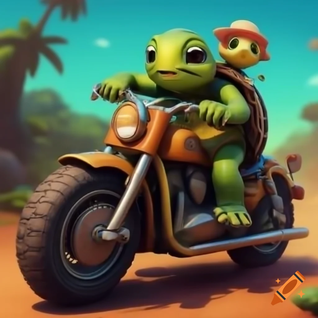 Turtle on a motorcycle