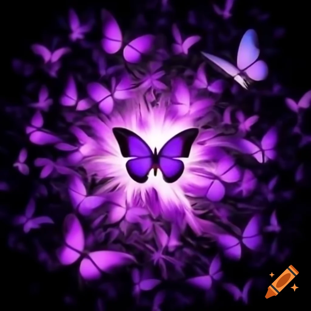 Vibrant explosion of purple butterflies