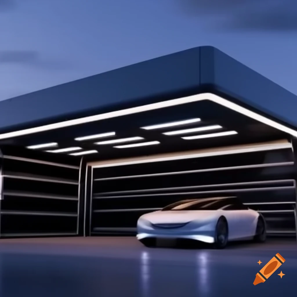 Futuristic modern large car garage design