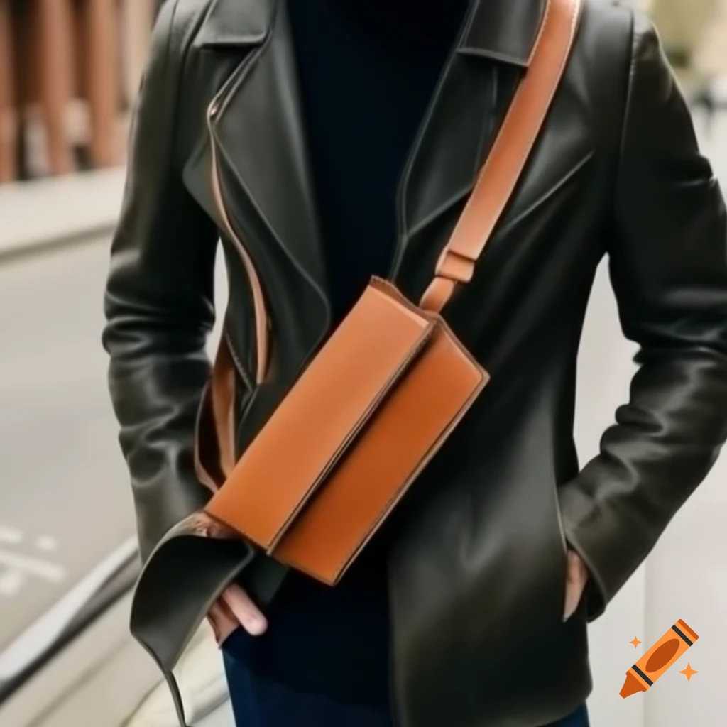 Cactus leather crossbody bag designed for men