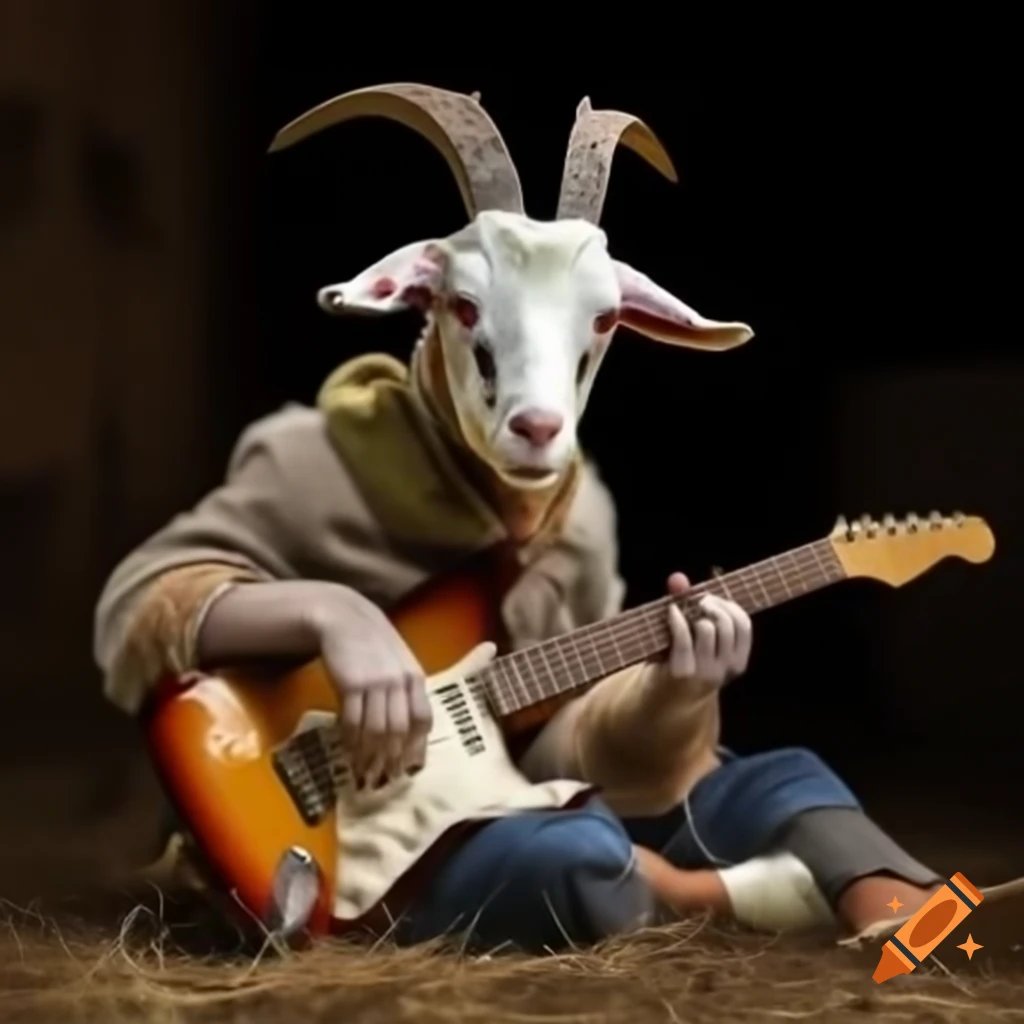 Goat man playing electric guitar