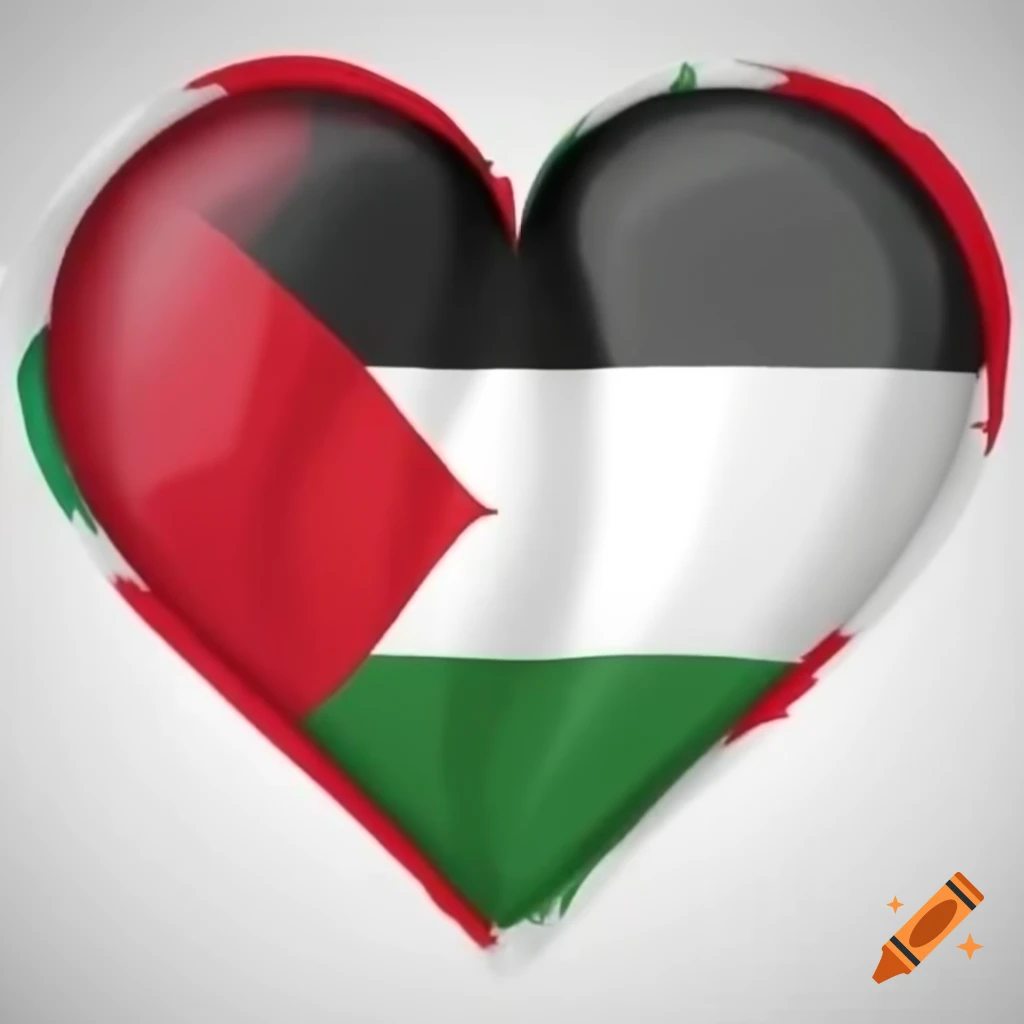Palestine flag designed in heart shape