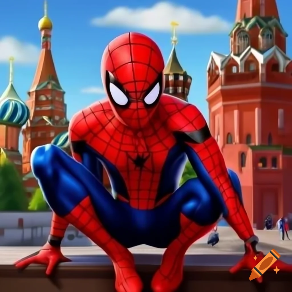 Spider-Man in Moscow at Red Square