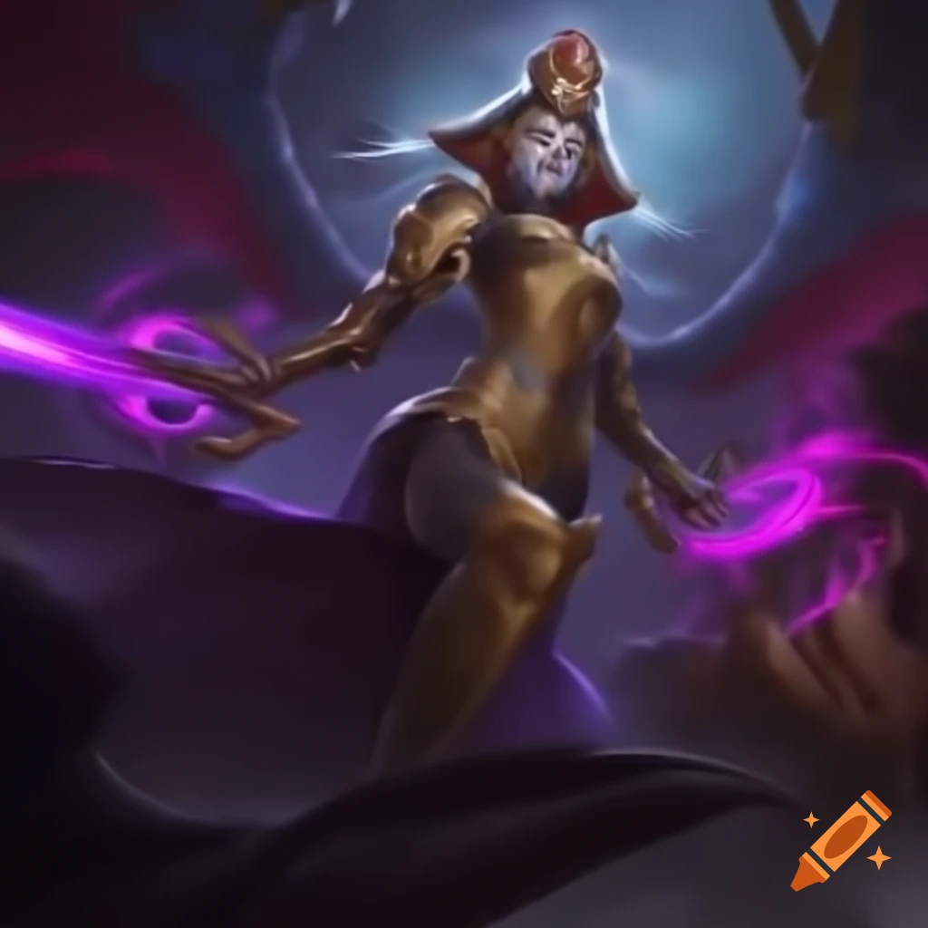 Radiant figure in gold armor wielding sword with magical sun tracers