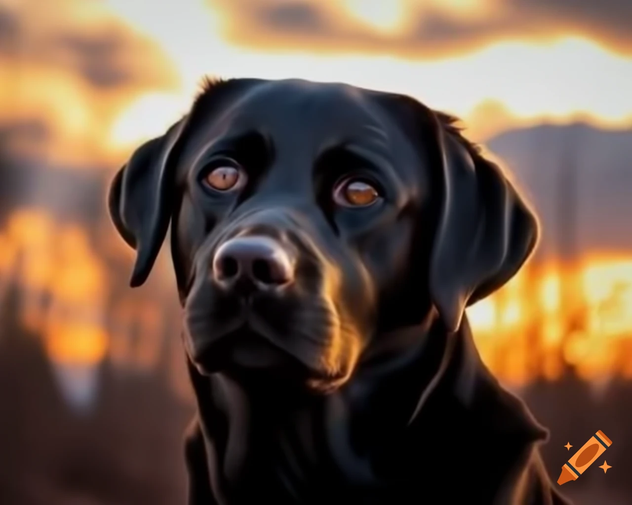 Realistic nature photography of a black Labrador Retriever
