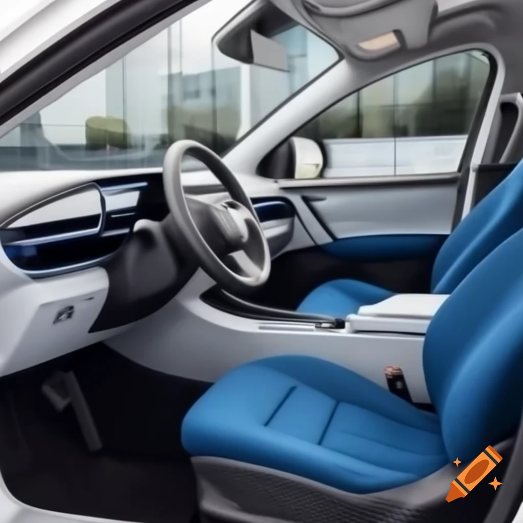 Interior of Electra-campus electric compact vehicle with AC and 7-inch Apple CarPlay screen