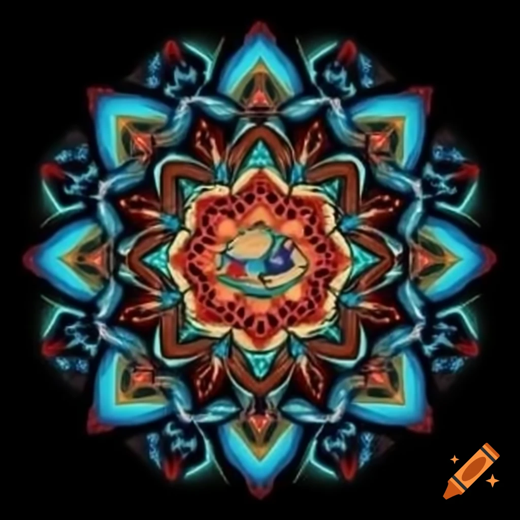 Intricate mandala featuring a turtle in light colors