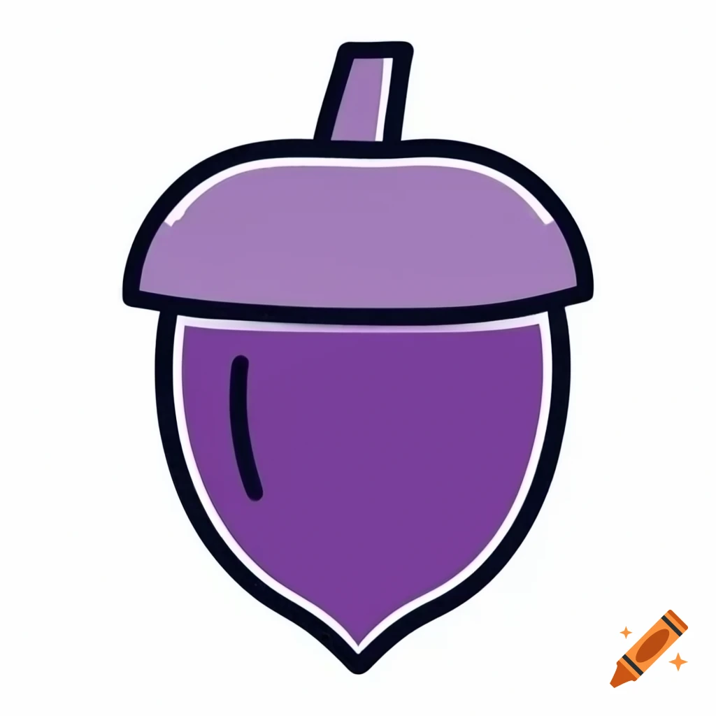 Acorn colored in purple hues