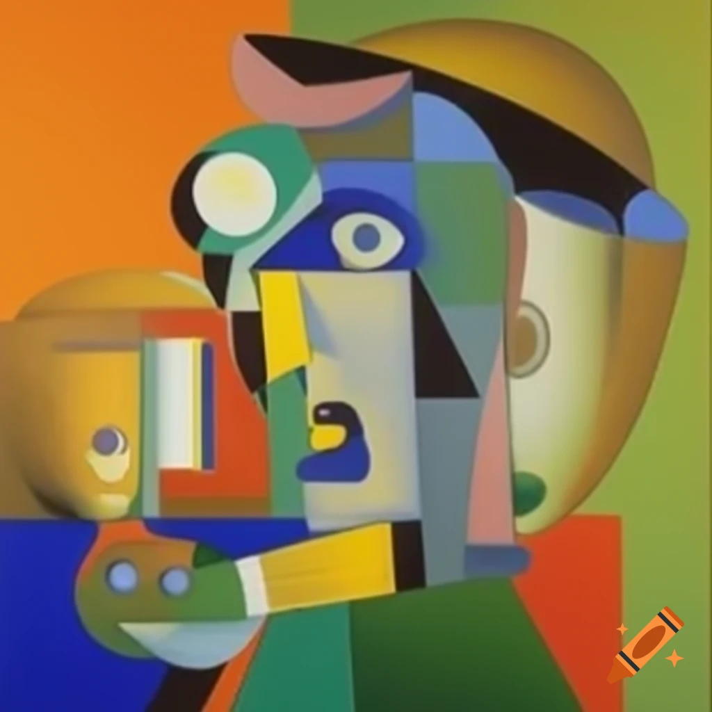 Italo disco inspired painting by David Hockney and Pablo Picasso