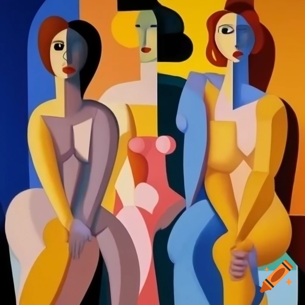 Cubist painting of women by David Hockney and Pablo Picasso
