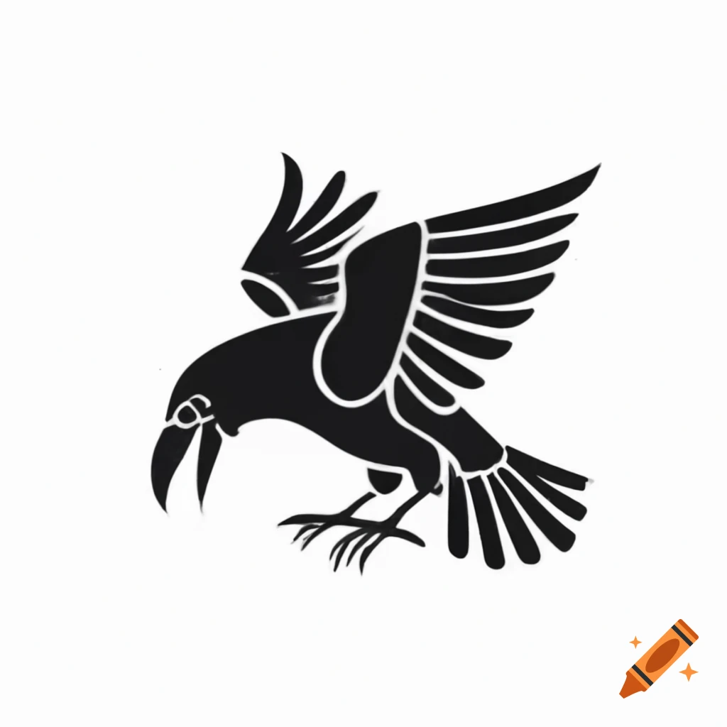 Engraving of a raven, representing last day of summer with autumn themes