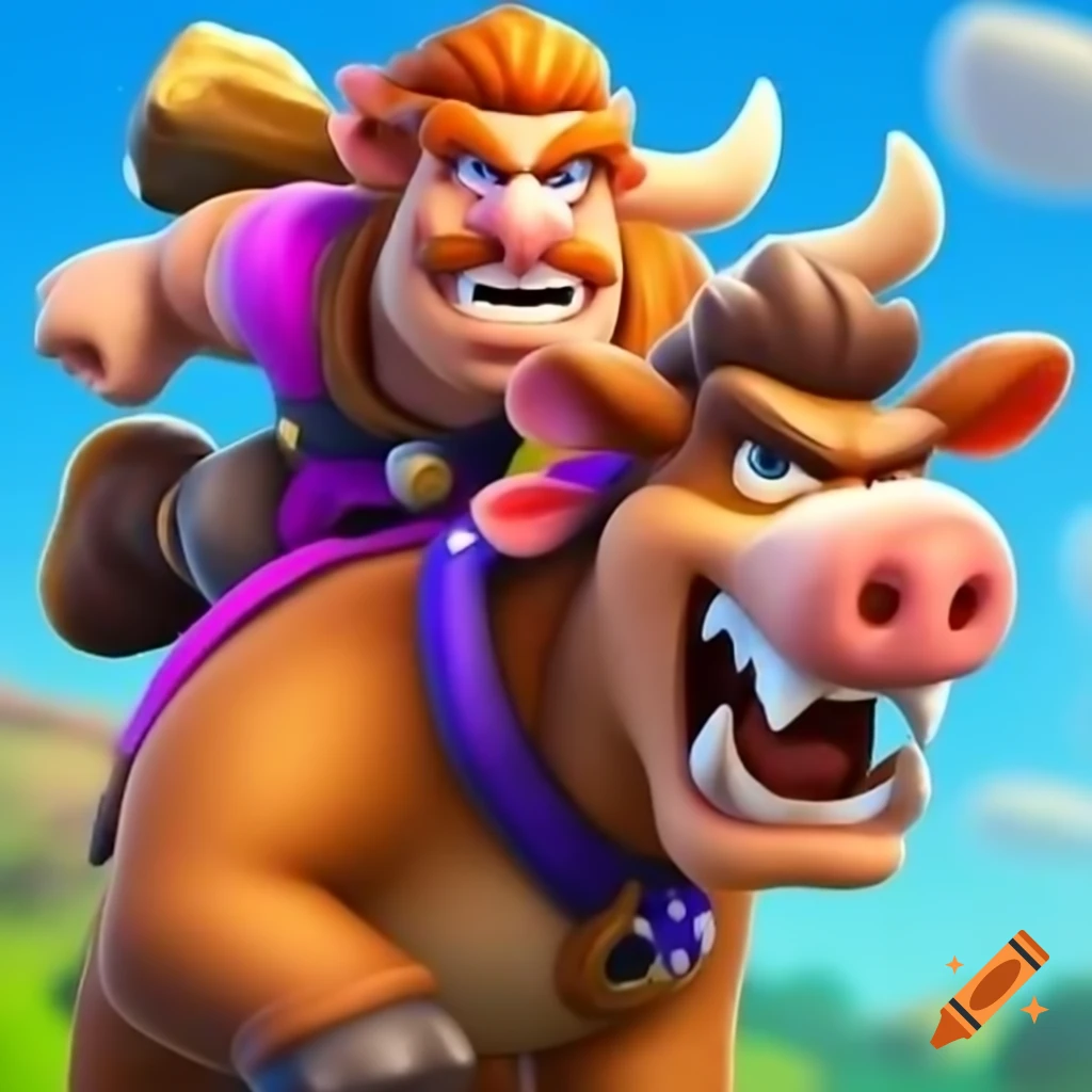 Hog Rider character from Clash of Clans riding towards a female character