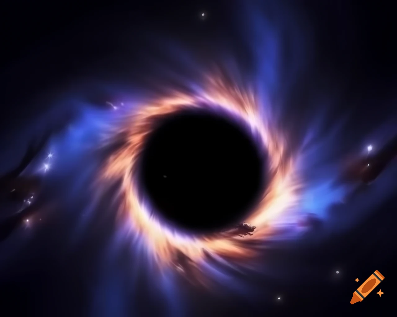 Realistic depiction of a black hole surrounded by stars in space art
