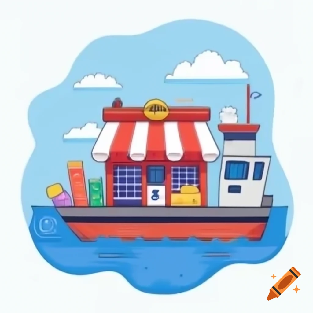 Shop on a ship displaying various offers