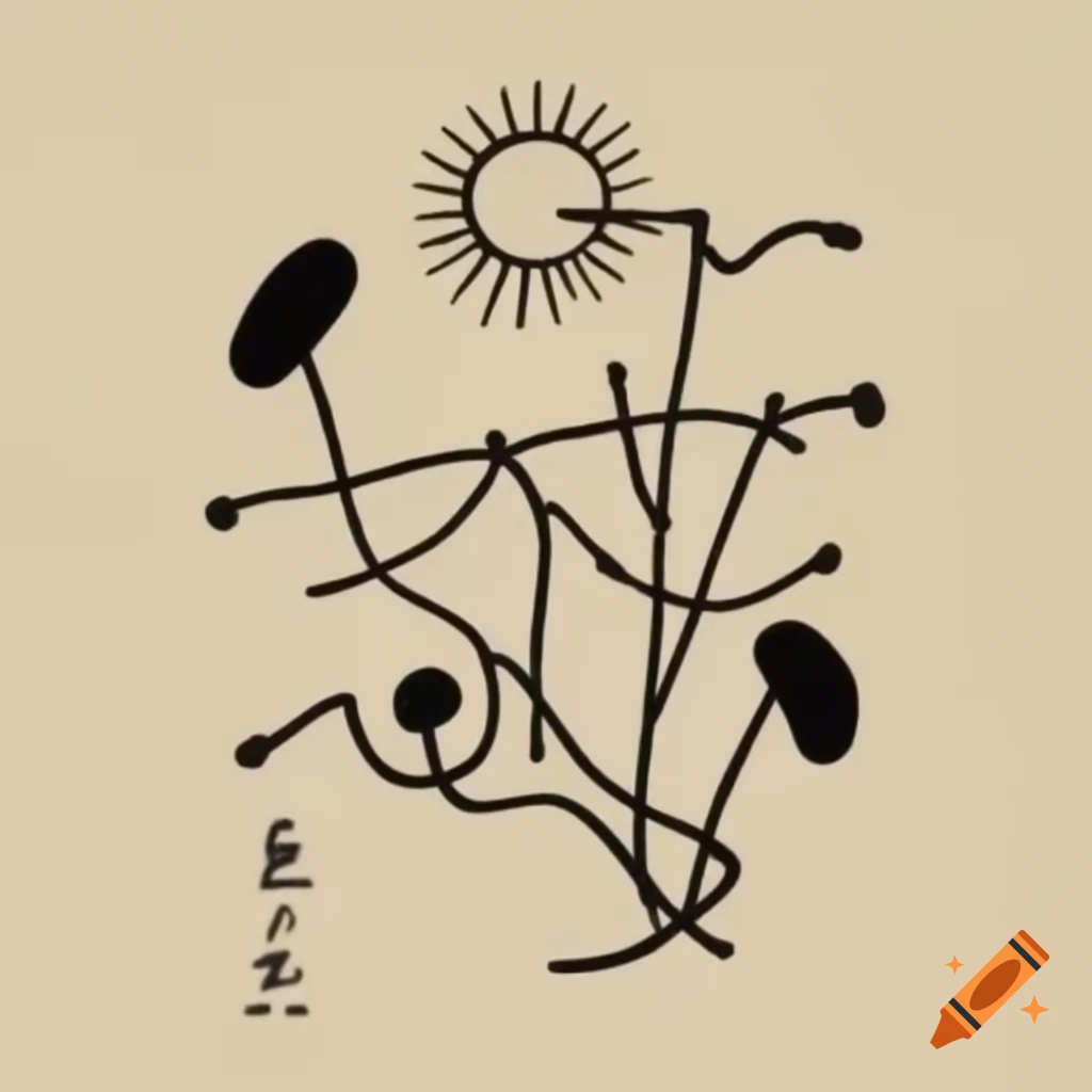 Mystical minimal buds with psychedelic elements inspired by Miro and Hiroshige