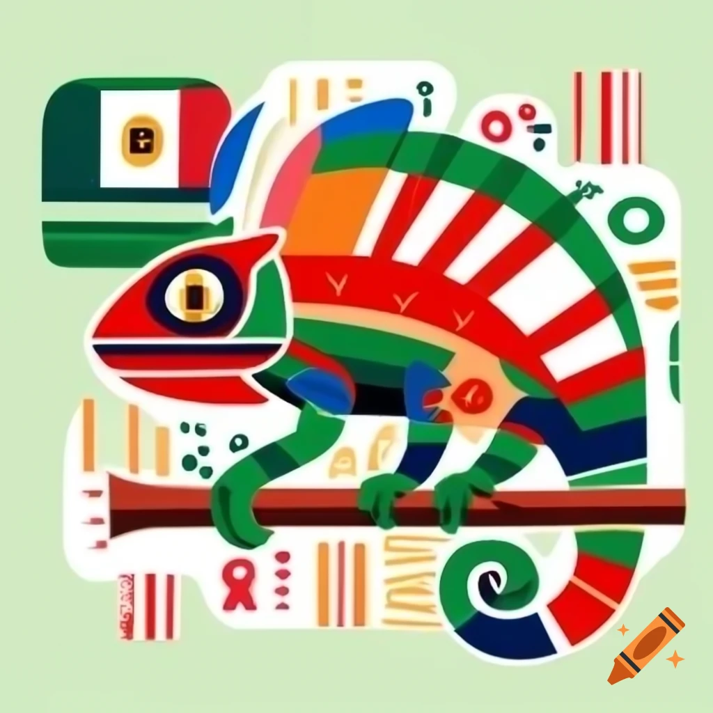 abstract-aztec-chameleon-featuring-mexican-flag-colors-and-american