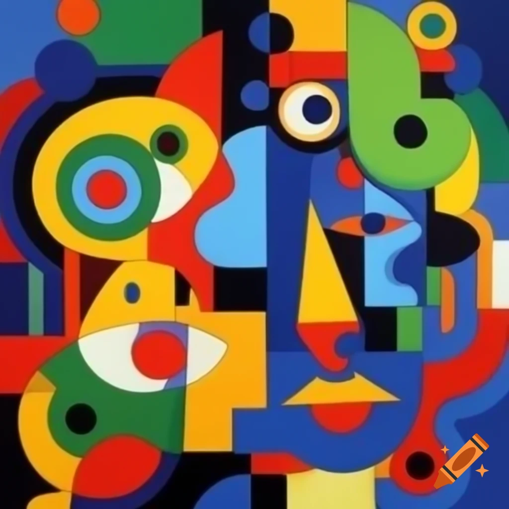 Cubist painting depicting dystopia and utopia