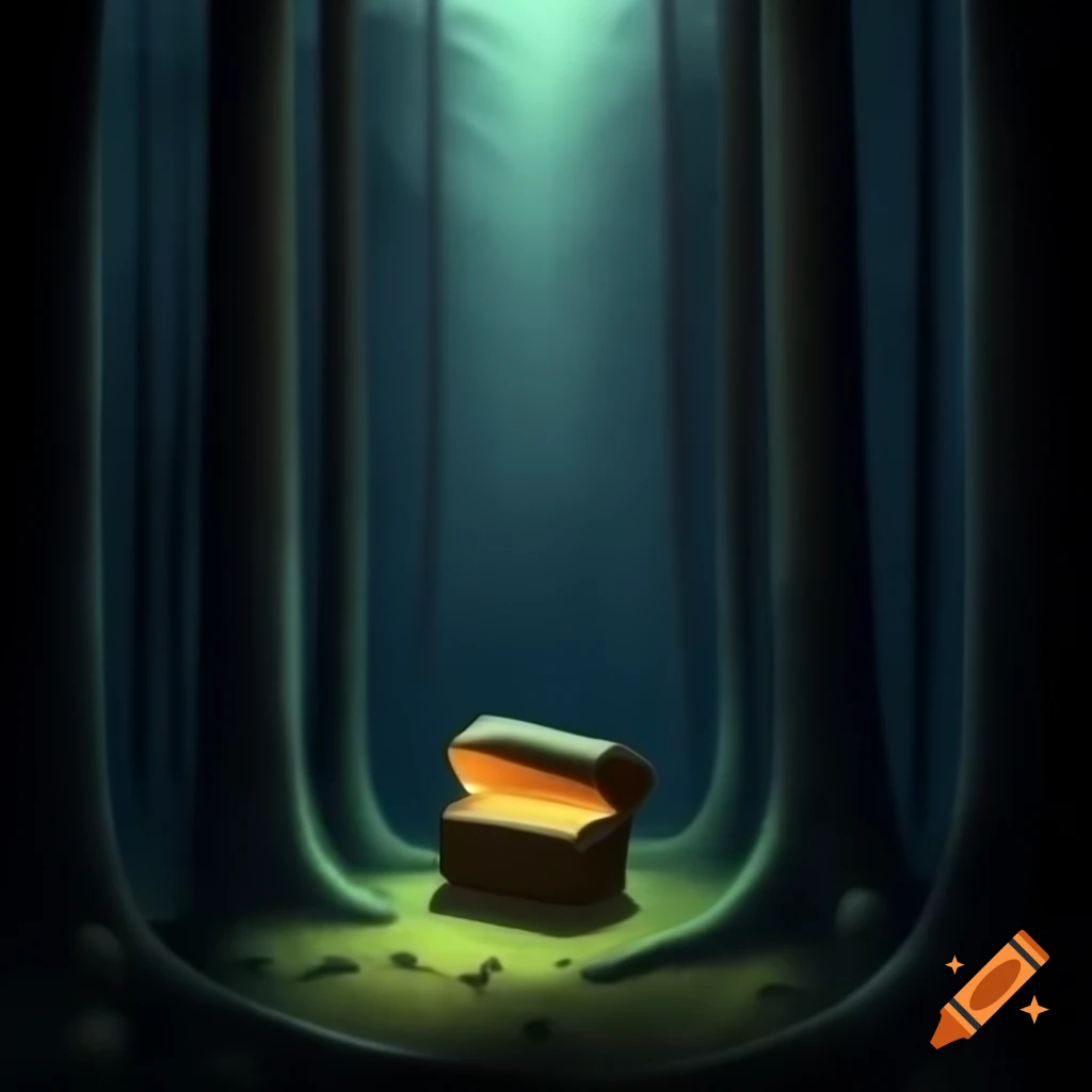 Deep dark forest featuring a treasure chest