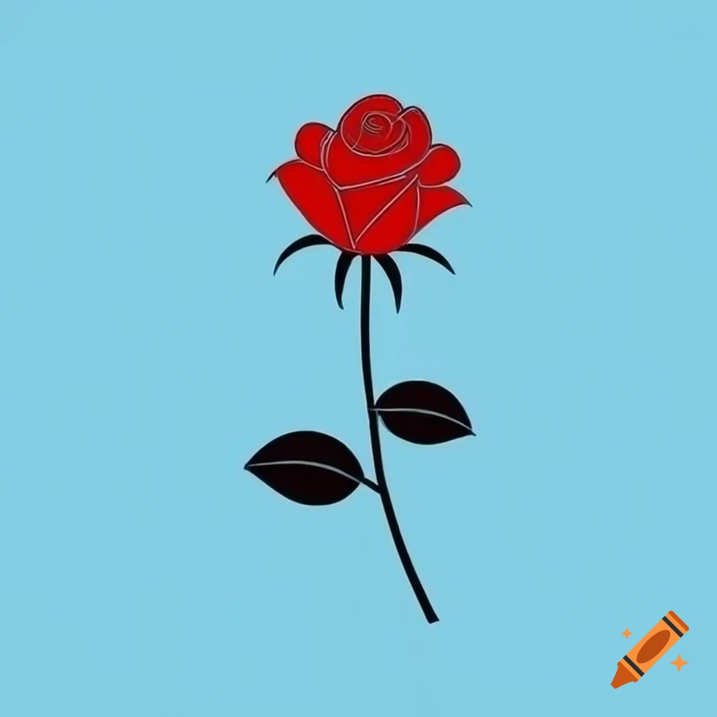 Upside down red rose entwined with blue garter snake logo design on craiyon