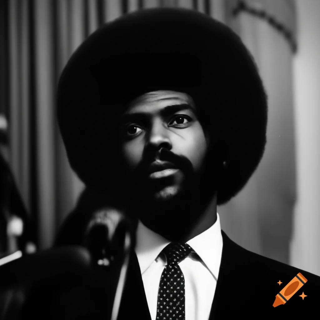 Character resembling Donald Trump with 1970s Afro hairstyle