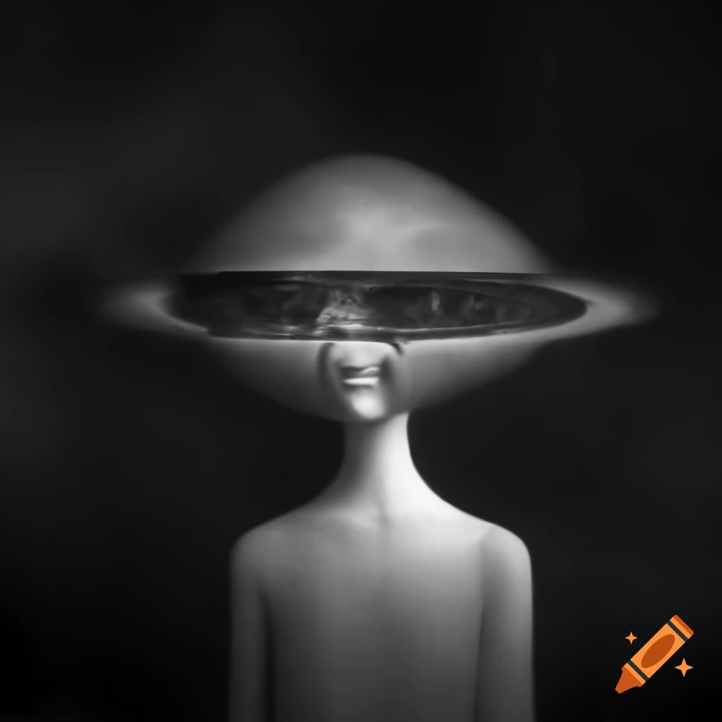 Monochrome surrealist art with abstract elements