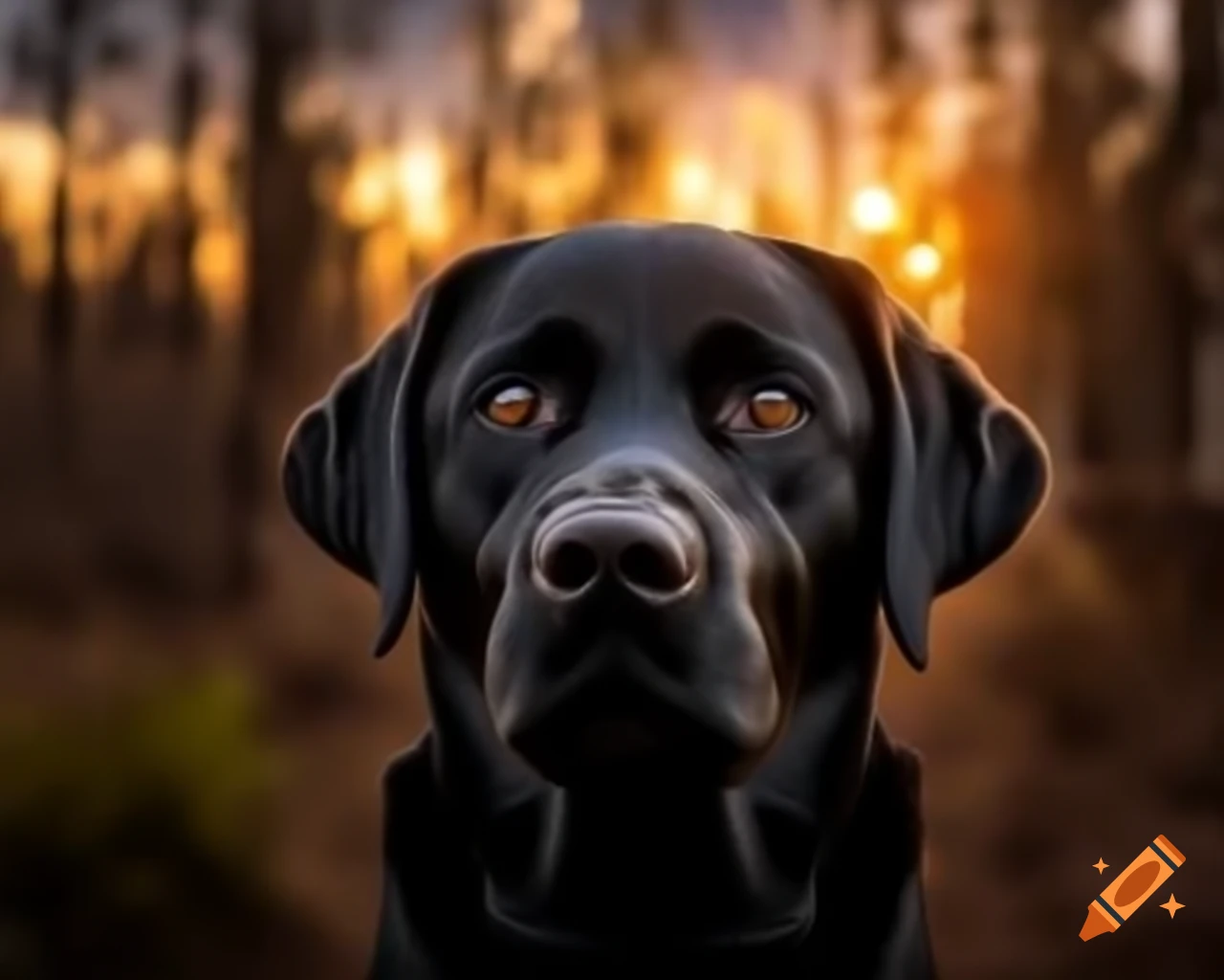 Realistic nature photography of a black Labrador Retriever