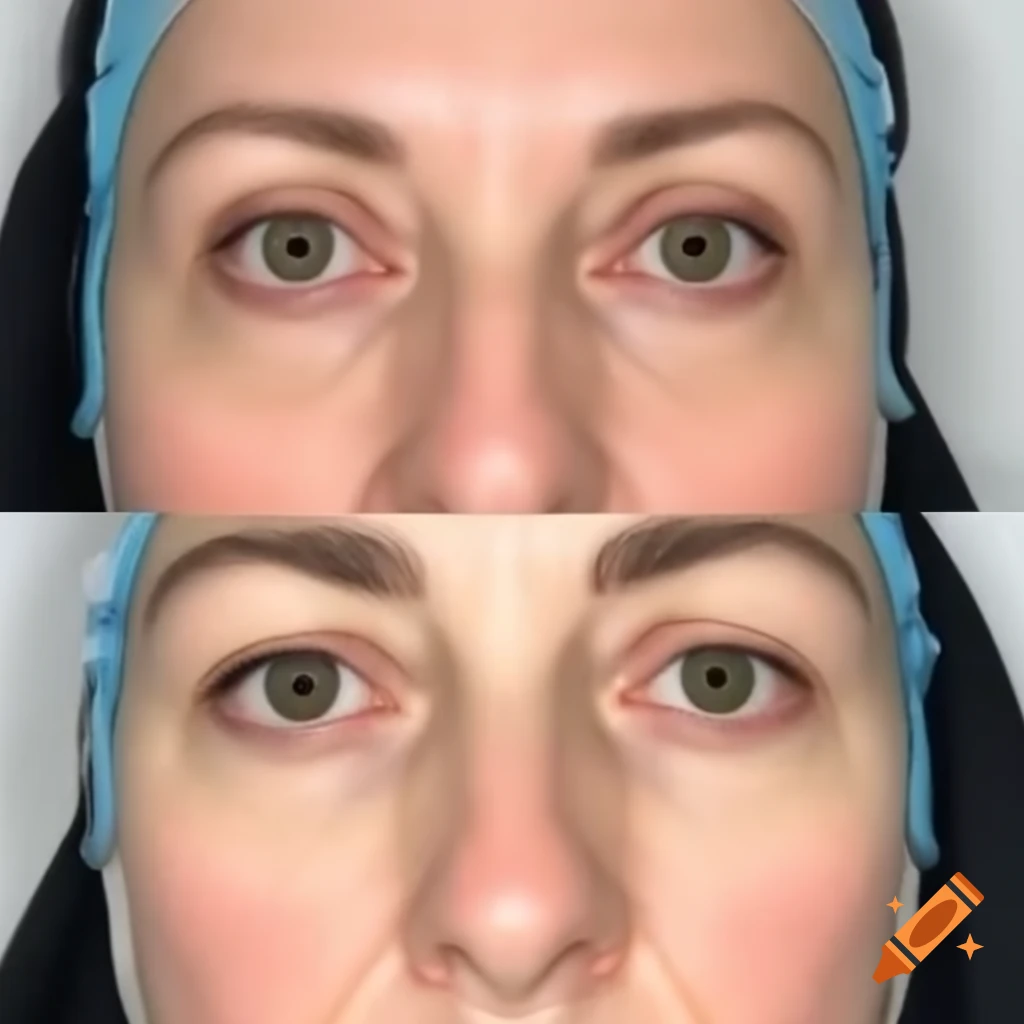 Before and after treatment of scowl lines with dermal fillers