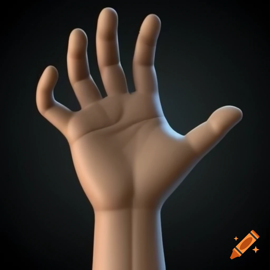 Realistic 3D rendering of a hand waving
