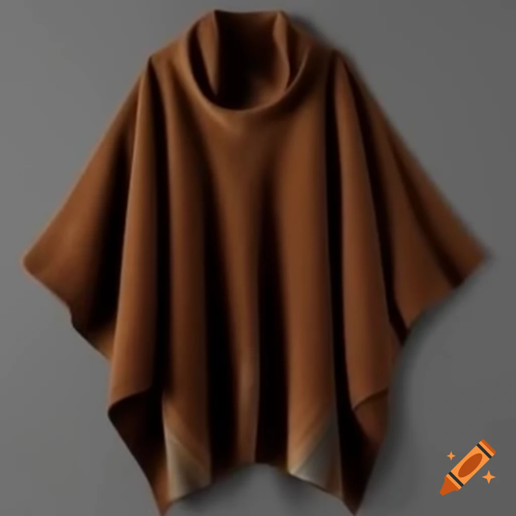 Worn brown poncho with colorful patches