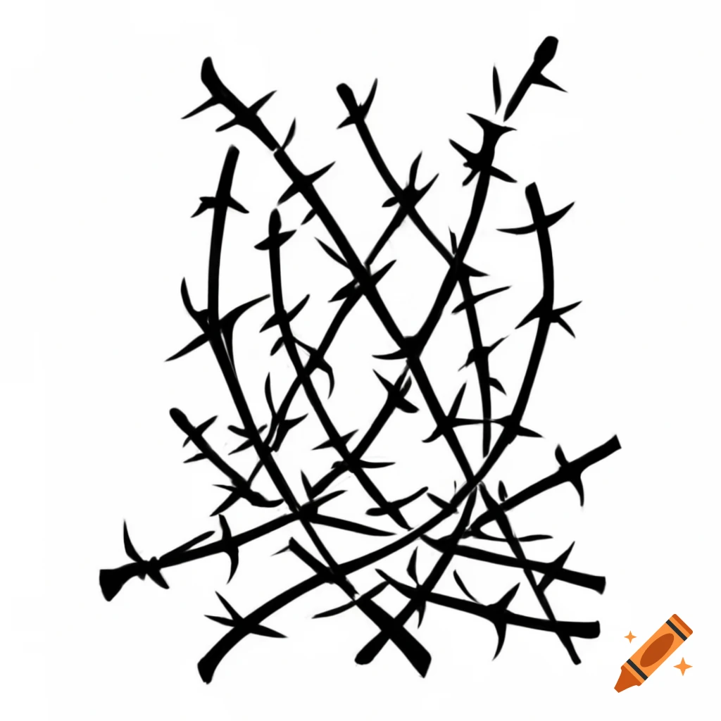 Sketch of thorned vines engulfed in flames