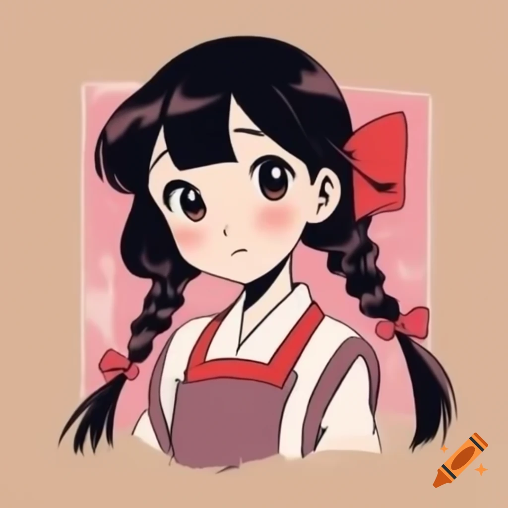 Animated movie poster with Japanese girl in 3D art style influenced by Disney and Ghibli