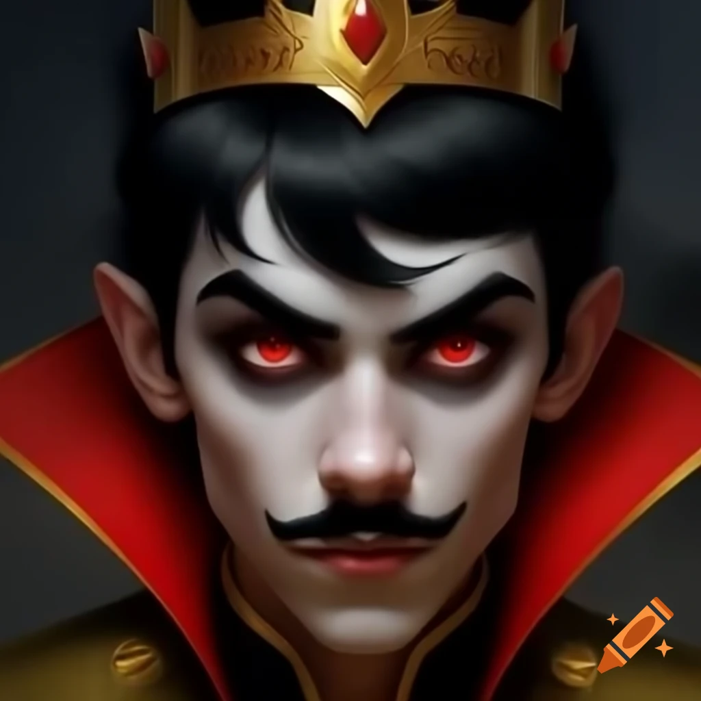 Young vampire lord in red caftan and golden cape, released from prison