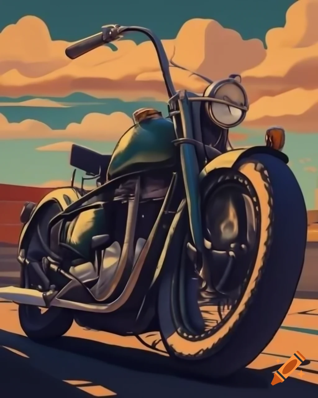 Portrait of a classic vintage motorcycle with a clean background