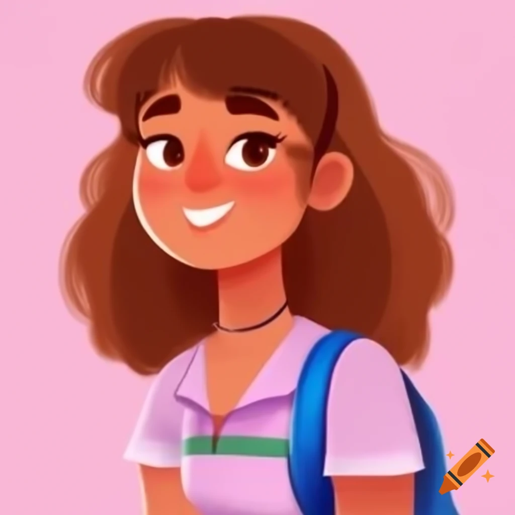 Italian female student avatar in cartoon style