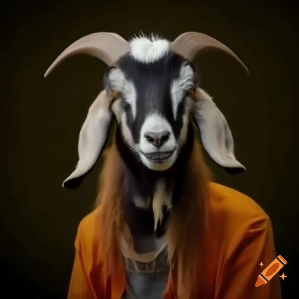 Goat man performing as a rock singer