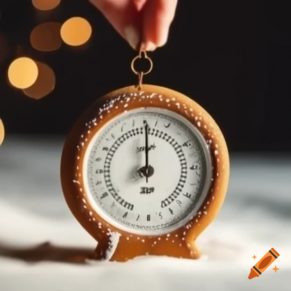 Handcrafted gingerbread in barometer shape decorated with icing for Christmas