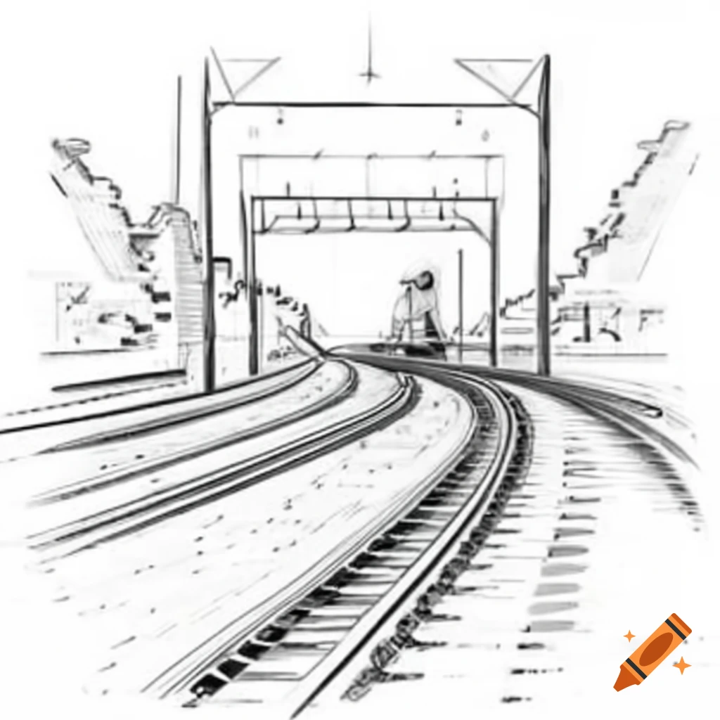 Rail structure in an urban setting on craiyon