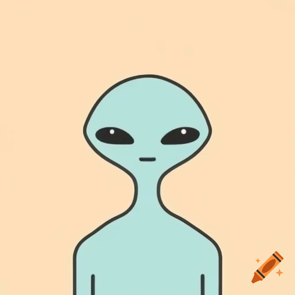 Faceless alien illustration on beige background